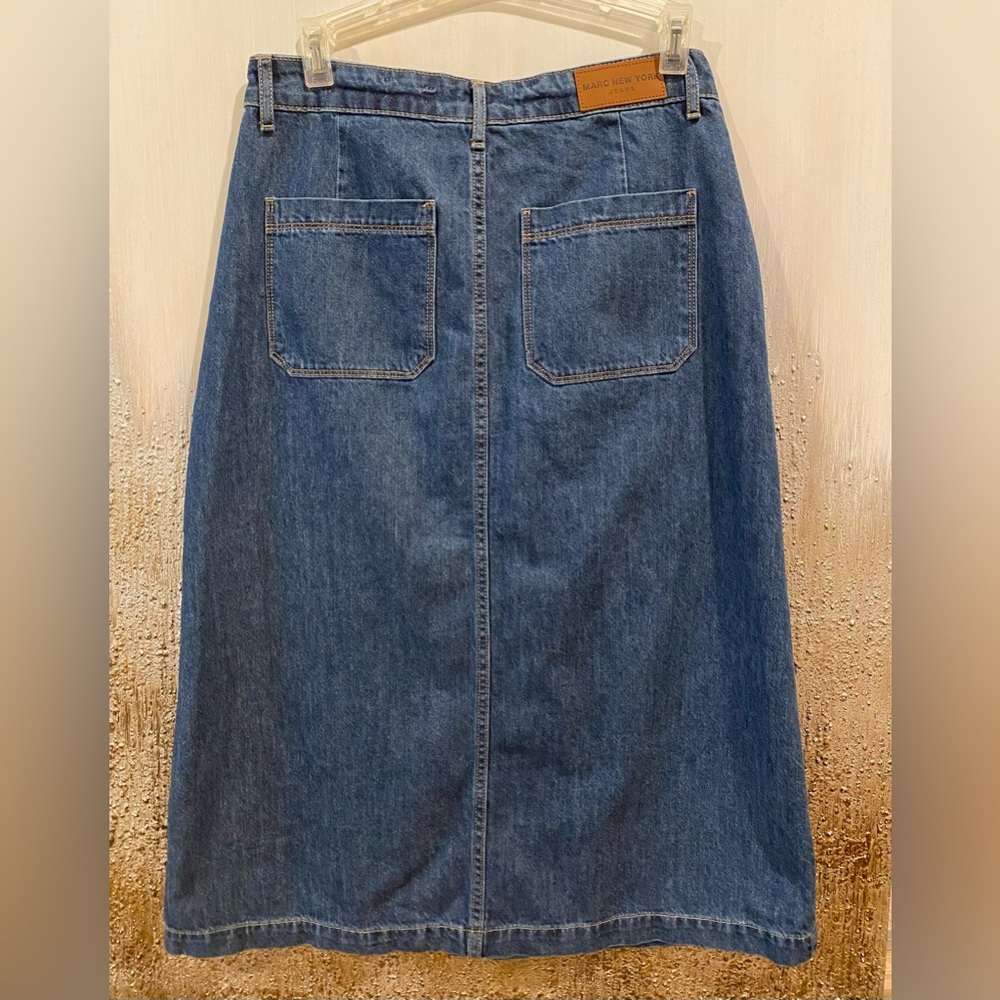 Marc New York Jeans Blue Denim Button Front Midi Skirt Like New - Size 6 - Picture 4 of 12